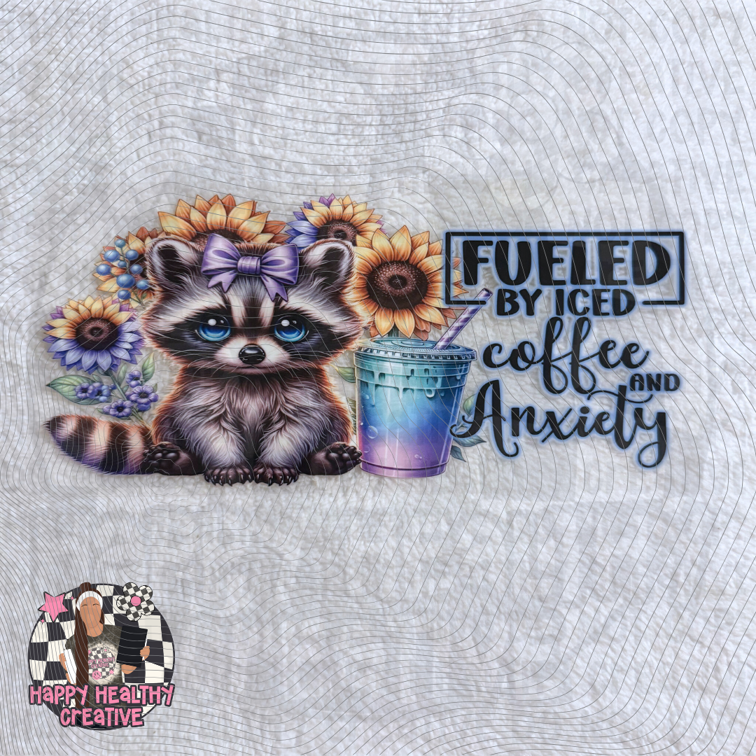 Cute Raccoon Coffee and Anxiety Decal Wrap