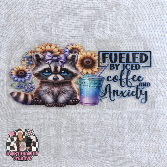 Cute Raccoon Coffee and Anxiety Decal Wrap