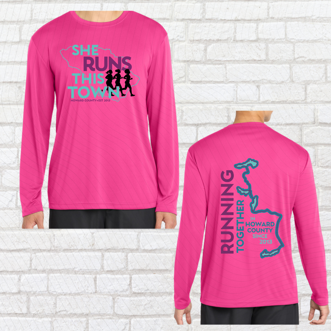 She Runs This Town – Performance Long Sleeve Shirt (Unisex Fit)