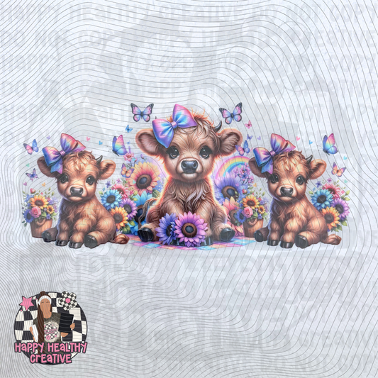 Cute Highland Cow Rainbow Decal Wrap