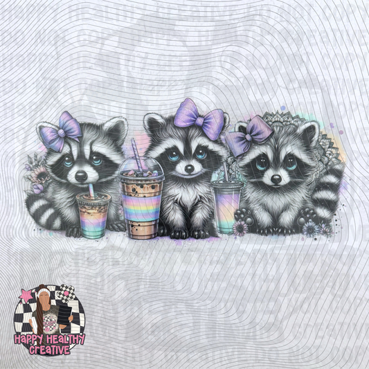 Cute Raccoons Coffee Decal Wrap