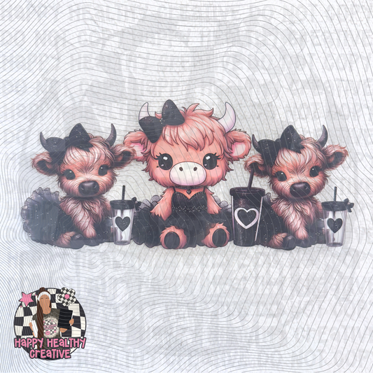 Cute Highland Cows Black Tutu Coffee Decal Wrap