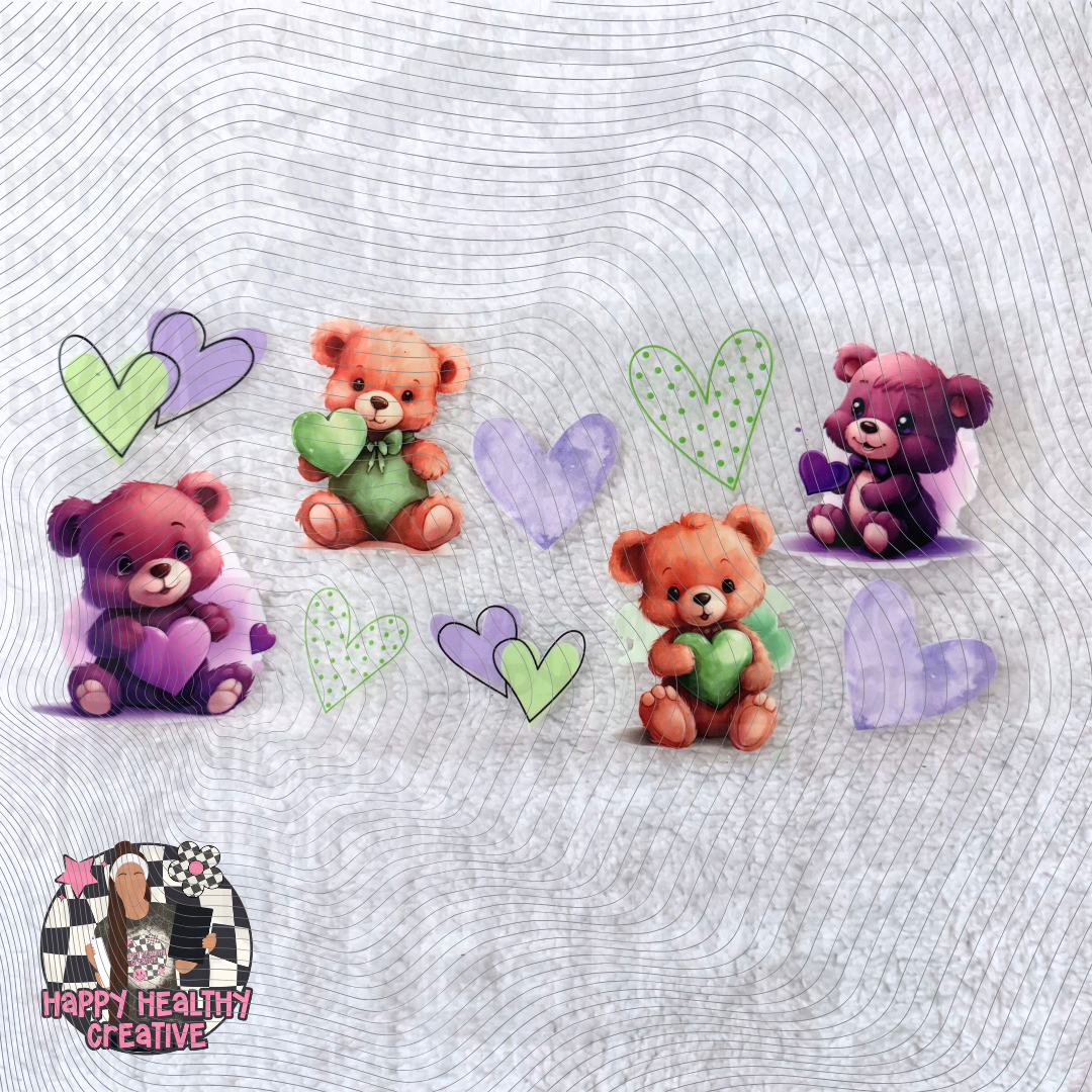 Cute Teddy Bear Purple/Green Decal Wrap
