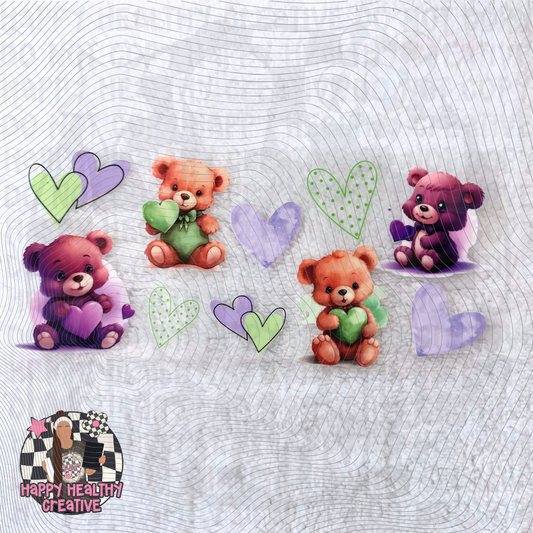 Cute Teddy Bear Purple/Green Decal Wrap