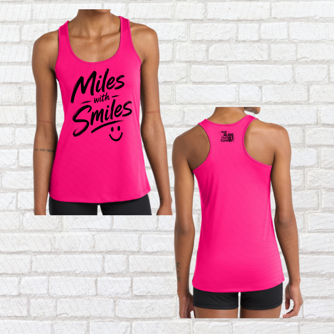 Miles with Smiles (She Runs This Town) – Performance Ladies Tank