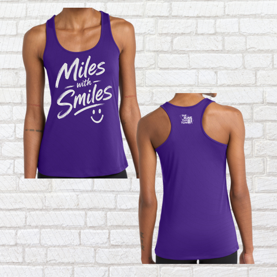 Miles with Smiles (She Runs This Town) – Performance Ladies Tank