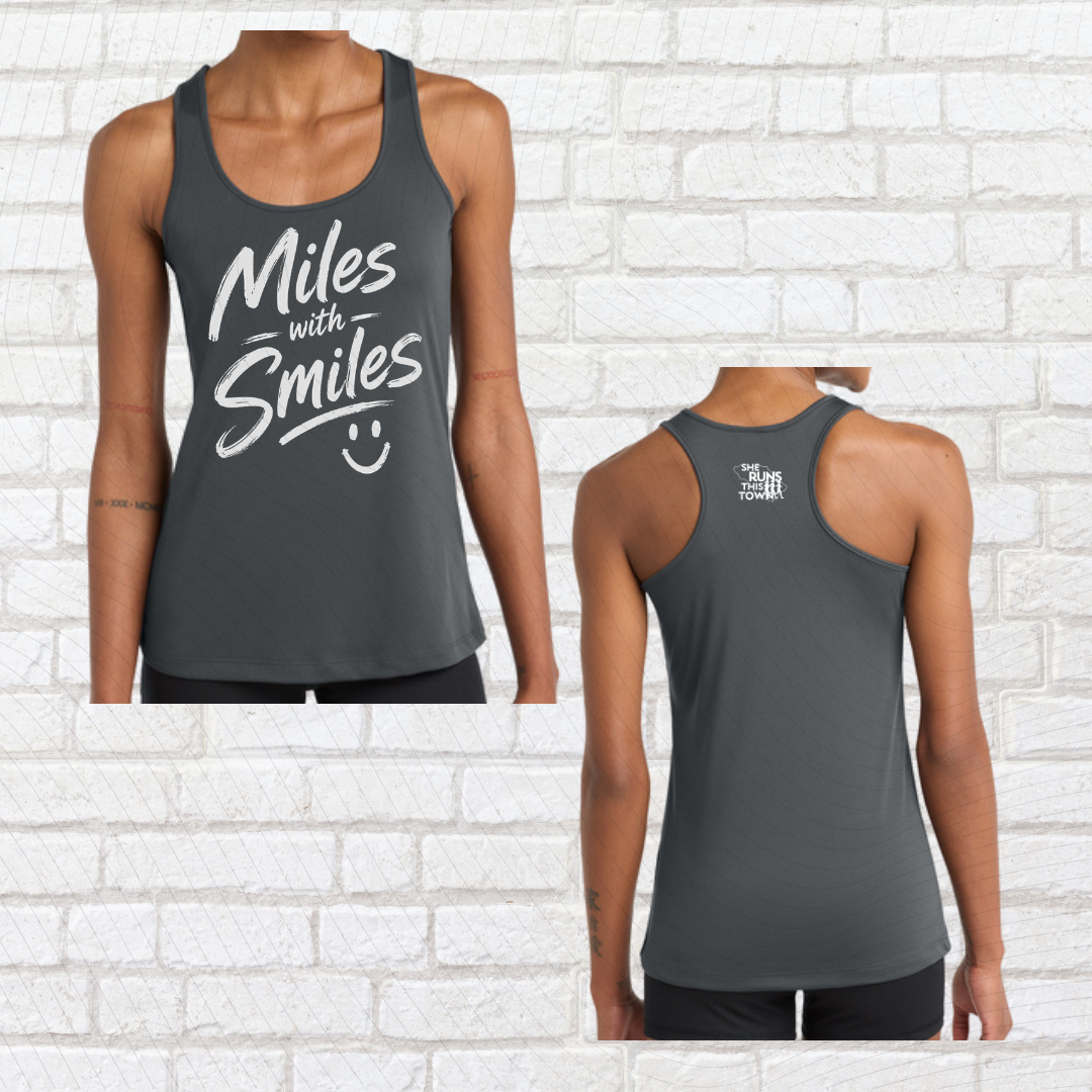 Miles with Smiles (She Runs This Town) – Performance Ladies Tank