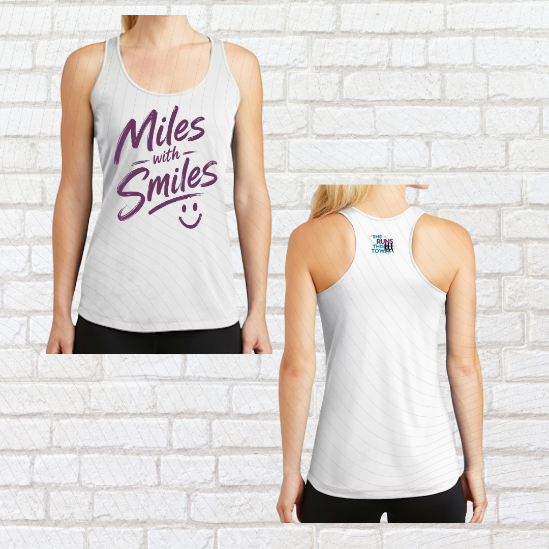 Miles with Smiles (She Runs This Town) – Performance Ladies Tank