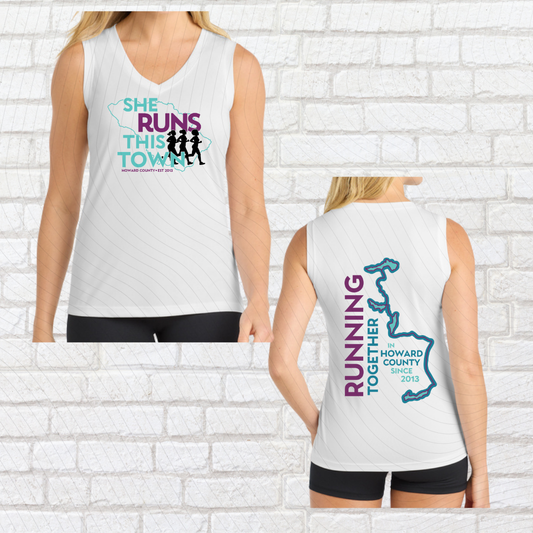 She Runs This Town – Performance Ladies V-Neck Tank