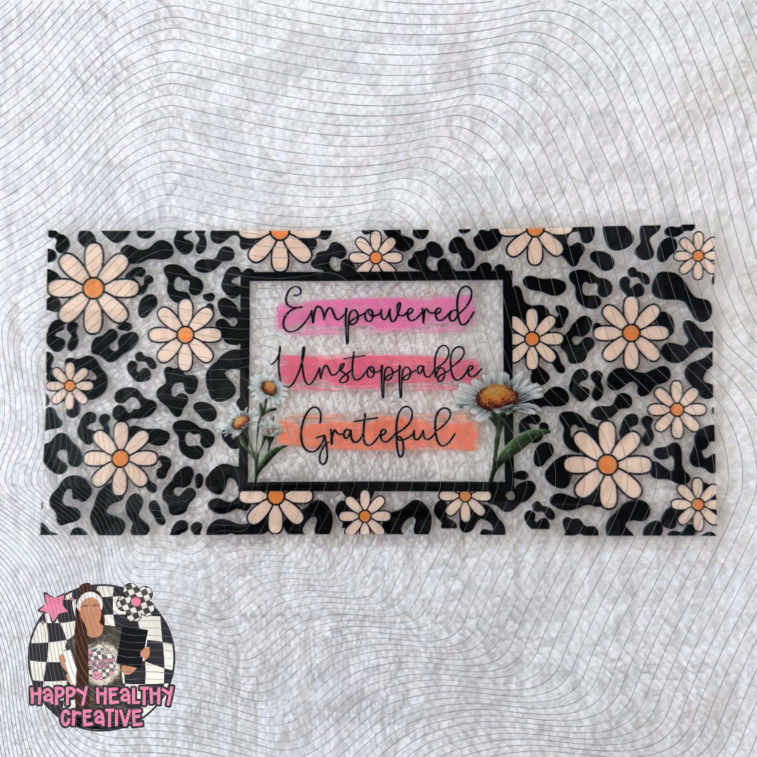 Empowered Unstoppable Grateful Floral Cheetah Decal Wrap