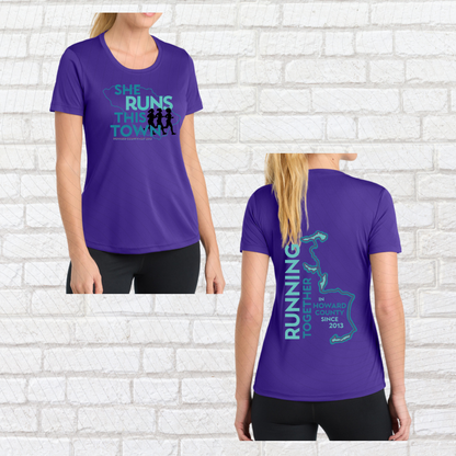 She Runs This Town – Performance Ladies Fit Tee