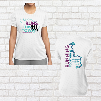 She Runs This Town – Performance Ladies Fit Tee