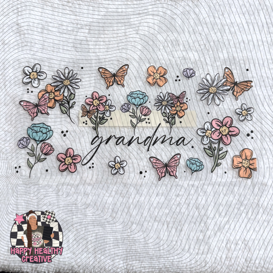 Grandma Floral Butterfly Decal Wrap
