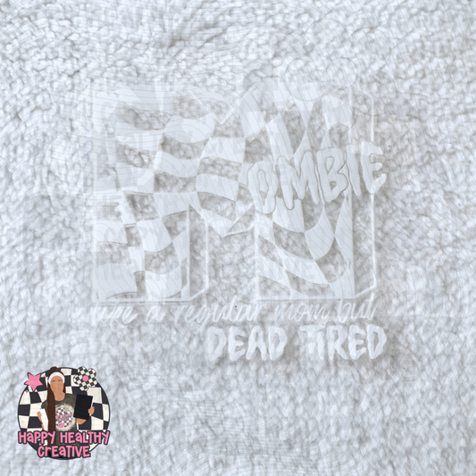 Mombie Dead Tired Decal - White