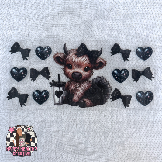 Cute Highland Cow Black Tutu Bows Decal Wrap