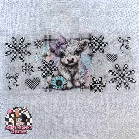Cute Cow Checkered Flowers Decal Wrap