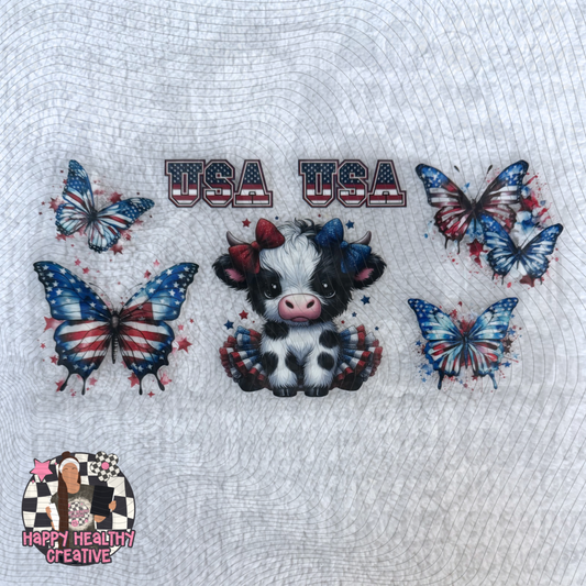Cute Cow USA Patriotic Decal Wrap