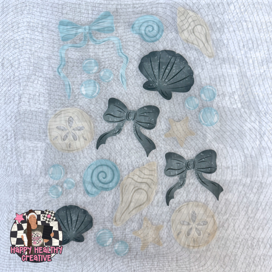 Blue Shell Bows Decal Elements - for 24oz & 40oz Cups