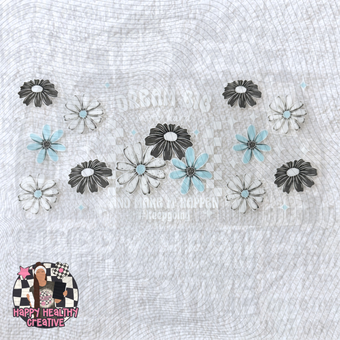 Dream Big Blue Flowers White Decal Wrap