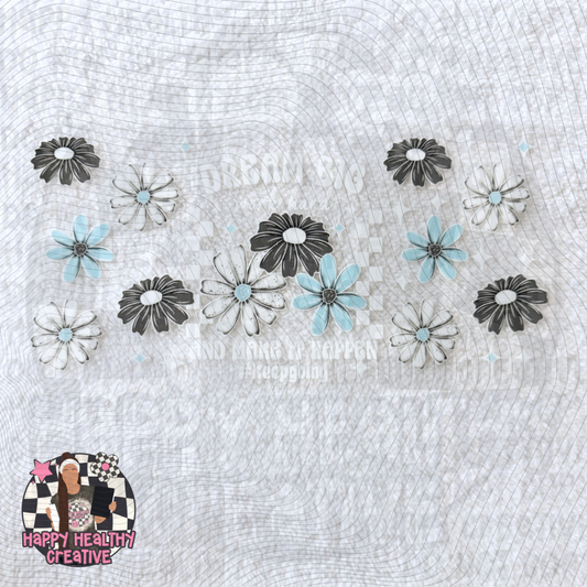 Dream Big Blue Flowers White Decal Wrap